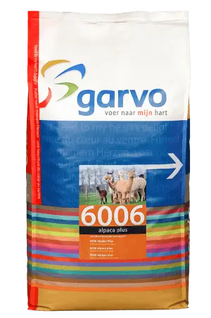 "Garvo 6006 Alpaca Plus" – Vitamin- og mineralpellets til voksne alpakka. GMO-fritt.
