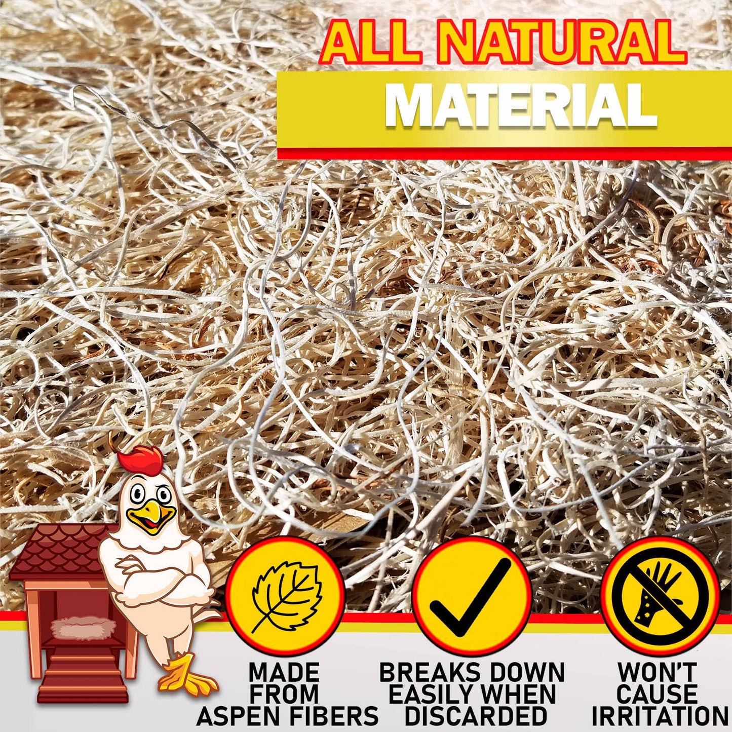 Underlag til rugekasser fjørfe, 100% naturlig, og komposterbart. Fra "My Favorite Chicken". (Oversettelse kommer)
