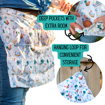 Nyhet! Egg collecting apron with elastic pockets (Oversettelse kommer.)