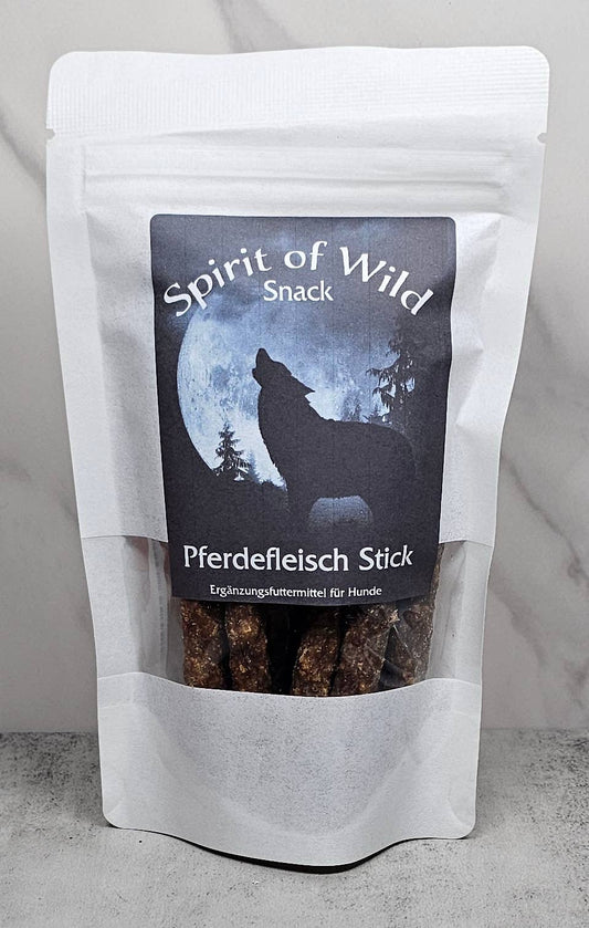 Forhåndssalg 10%, utsending fra uke 33/34! Spirit of Wild Snack Horsemeat Stick (Oversettelse kommer)