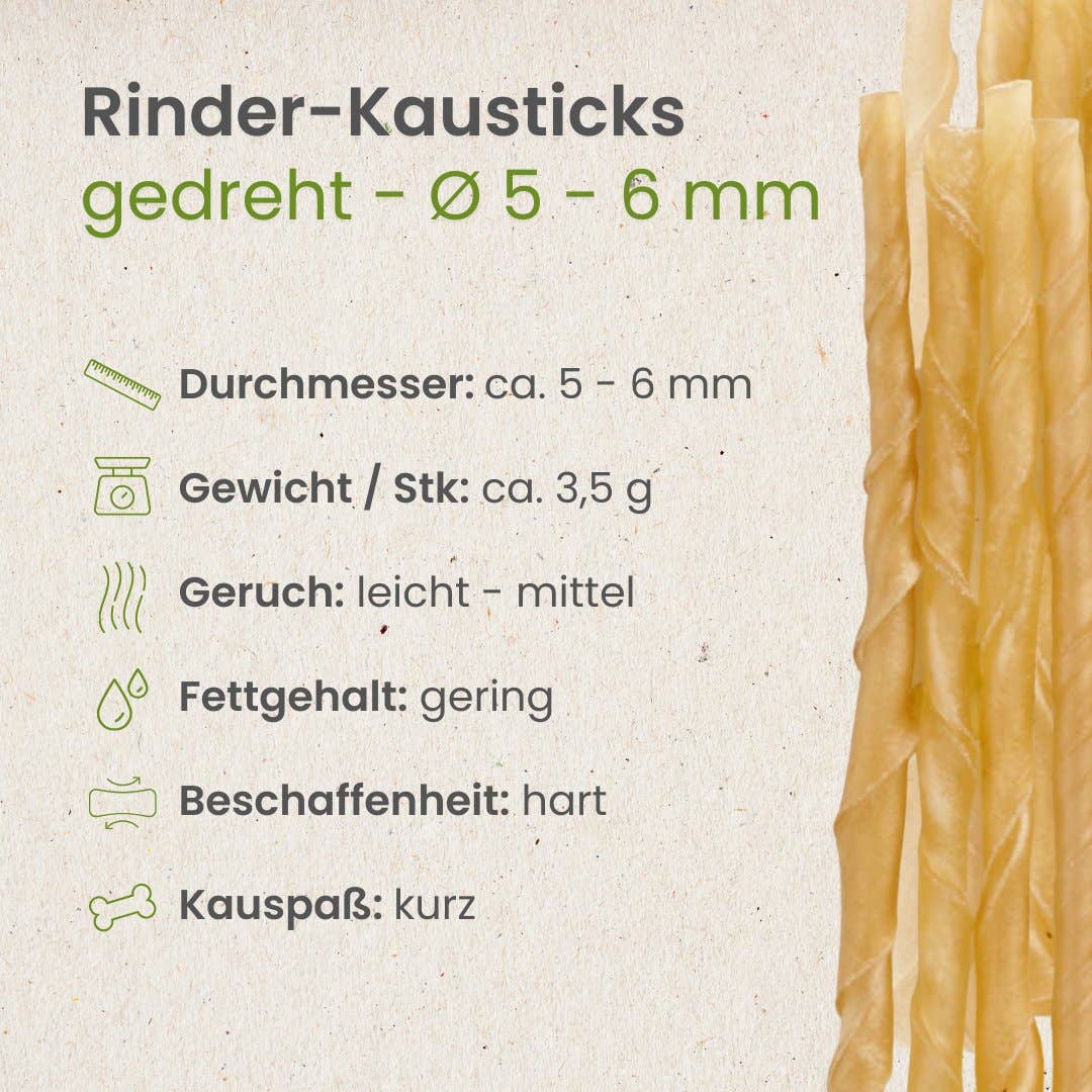 Forhåndssalg 10%, utsending fra uke 33! Beef chew sticks, twisted 5-6mm (Oversettelse kommer)