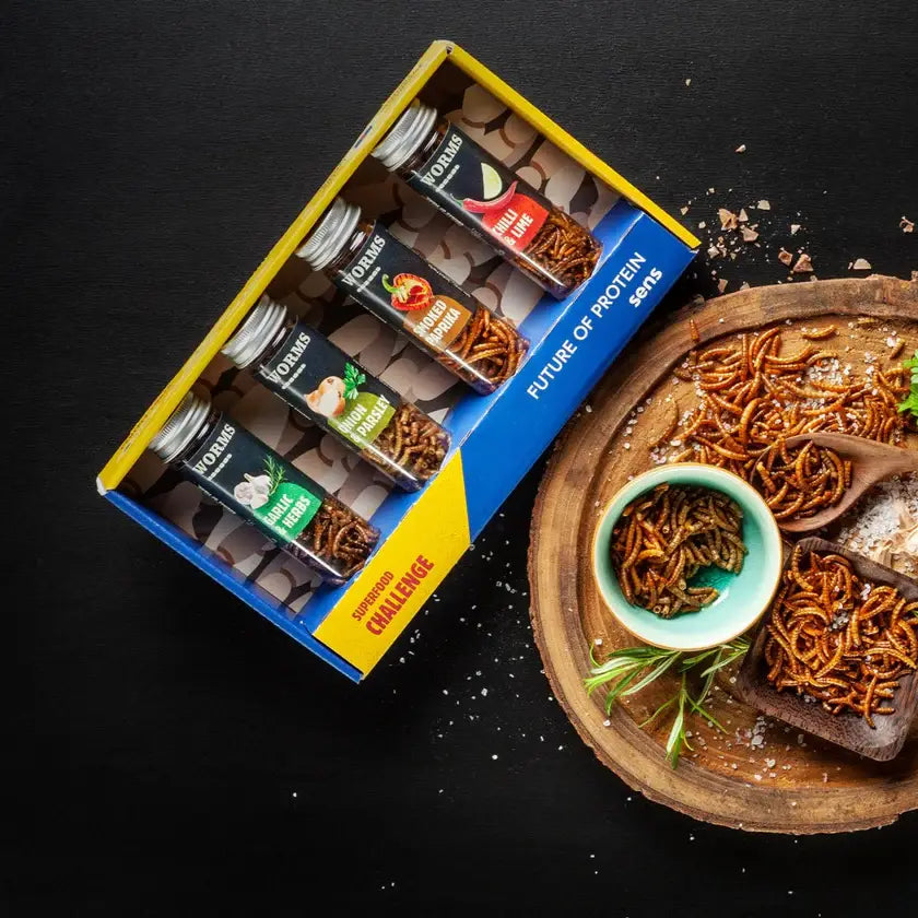 Første utsending uke 33. Roasted Edible Insects In Snack Gift Box (Oversettelse kommer)