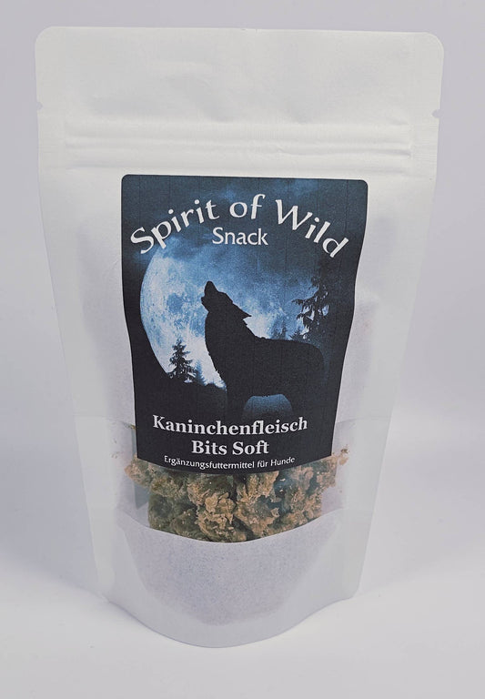 Forhåndssalg 10%, utsending fra uke 33/34! Spirit of Wild Snack Rabbit Meat Bits Soft (Oversettelse kommer)