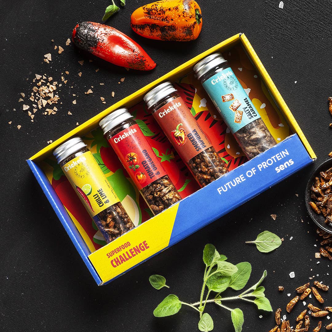 Første utsending uke 33. Roasted Edible Insects In Snack Gift Box (Oversettelse kommer)
