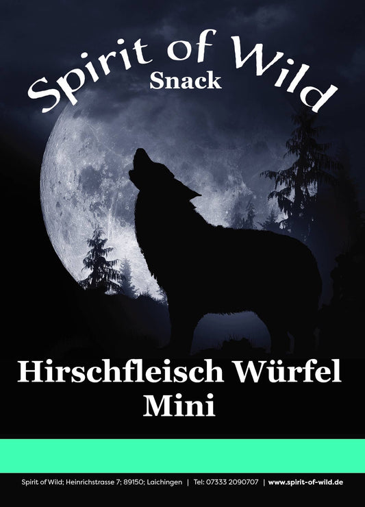 Forhåndssalg 10%, utsending fra uke 33/34. Spirit of Wild Snack Venison Cubes Mini (Oversettelse kommer)