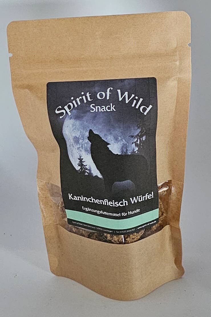 Forhåndssalg 10%, utsending fra uke 33/34! Spirit of Wild Snack rabbit meat cubes (Oversettelse kommer)