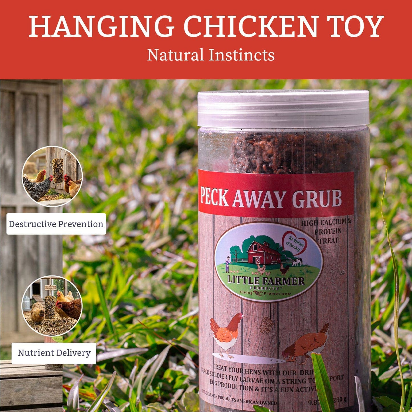 Nyhet! "Peck Away Grub"- Kyllinggodbiter på snor.