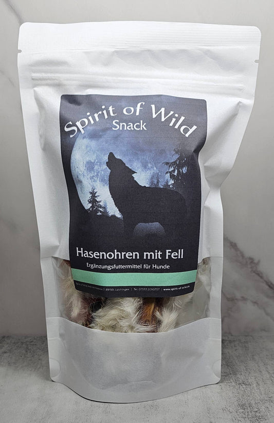 Forhåndssalg 10%, utsending fra uke 33/34! Spirit of Wild chew items rabbit ears with fur (Oversettelse kommer)