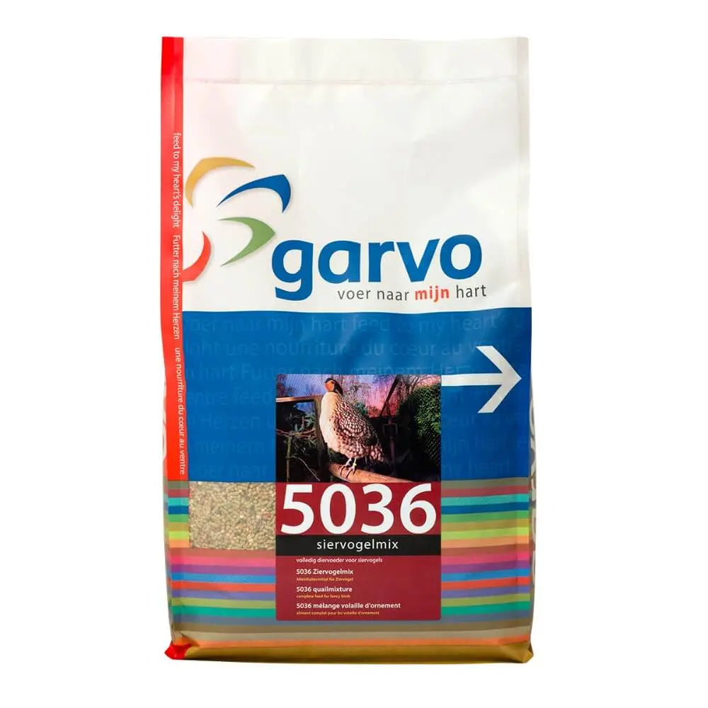 "Garvo 5036 Vaktelmix" – Blanding for vaktel og små hønsefugler. GMO-fritt.