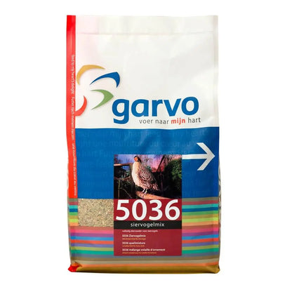 "Garvo 5036 Vaktelmix" – Blanding for vaktel og små hønsefugler. GMO-fritt.