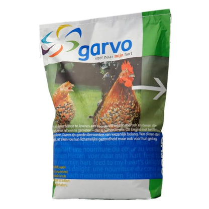 "Garvo 4140 Mixed Corn + Seashells + Sunflowerseeds" – Kornblanding for voksne høns. GMO-fritt.