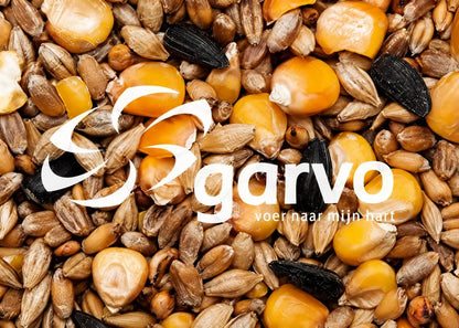 "Garvo 5145 Mikset korn + Knust mais + Solsikkefrø"- Kornblanding for voksne høns. GMO-fritt.