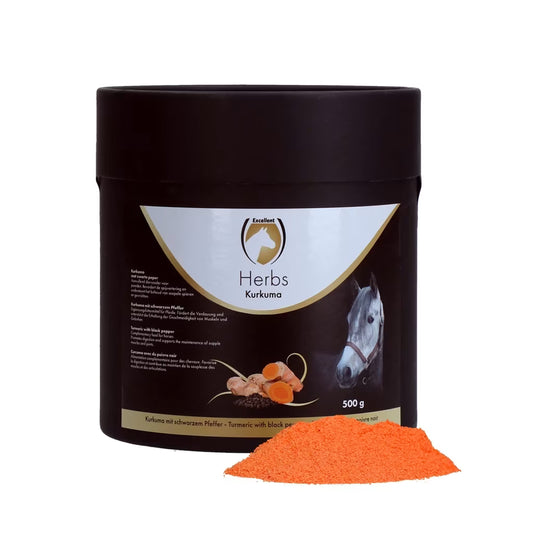 Nyhet, 10%! Excellent Horse, Herbs Turmeric + Black Pepper (Gurkemeie med svart pepper). 500 gram.